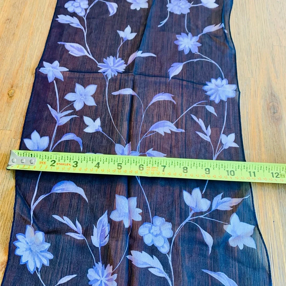 Silk Floral Blue purple long Scarf